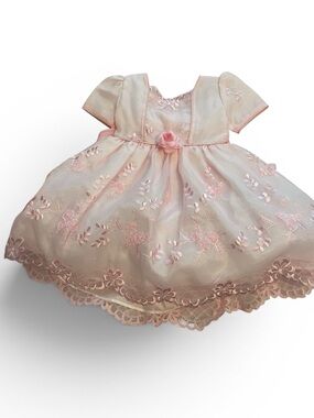 Delicate Pink Floral Embroidered Girls' Casual Dress
